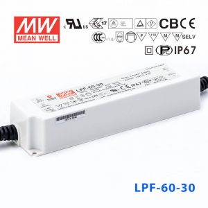 LPF-60-30  60W  30V 2A  恒压+恒流有PFC高效率塑壳IP67防水LED电源