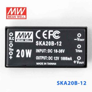 SKA20B-12  20W  18~36V 输入 12V 1.67A 稳压单路输出明纬DC-DC转换模块电源