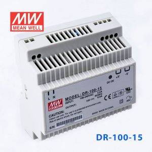 DR-100-15 100W 15V6.5A 单路输出Class II DIN导轨安装明纬开关电源