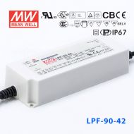 LPF-90-42  90W  42V 2.15A  恒压+恒流有PFC高效率塑壳IP67防水LED电源