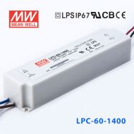 LPC-60-1400 60W 1400mA恒流输出明纬牌IP67防水塑壳LED电源