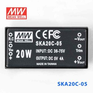 SKA20C-05  20W  36~72V 输入 5V 4A 稳压单路输出明纬DC-DC转换模块电源