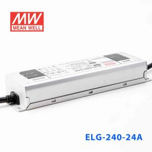 ELG-240-24A  240W 24V 10A   A型(电流可调/铝壳IP65/100～305Vac输入)明纬PFC防水LED电源