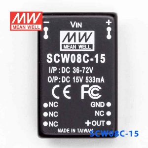 SCW08C-15  8W  36~72V  输入  15V  稳压单路输出明纬DC-DC转换模块电源