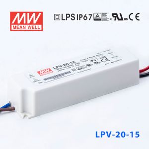 LPV-20-15    20W    15V   1.33A 明纬牌恒压输出IP67防水塑壳LED照明电源